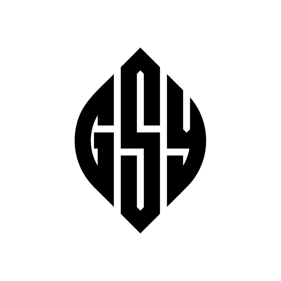 gsy cirkel letter logo ontwerp met cirkel en ellipsvorm. gsy ellipsletters met typografische stijl. de drie initialen vormen een cirkellogo. gsy cirkel embleem abstracte monogram brief mark vector. vector