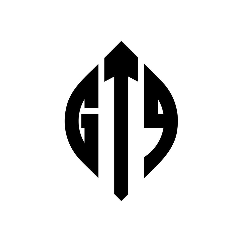 gtq cirkel letter logo-ontwerp met cirkel en ellipsvorm. gtq ellipsletters met typografische stijl. de drie initialen vormen een cirkellogo. gtq cirkel embleem abstracte monogram brief mark vector. vector