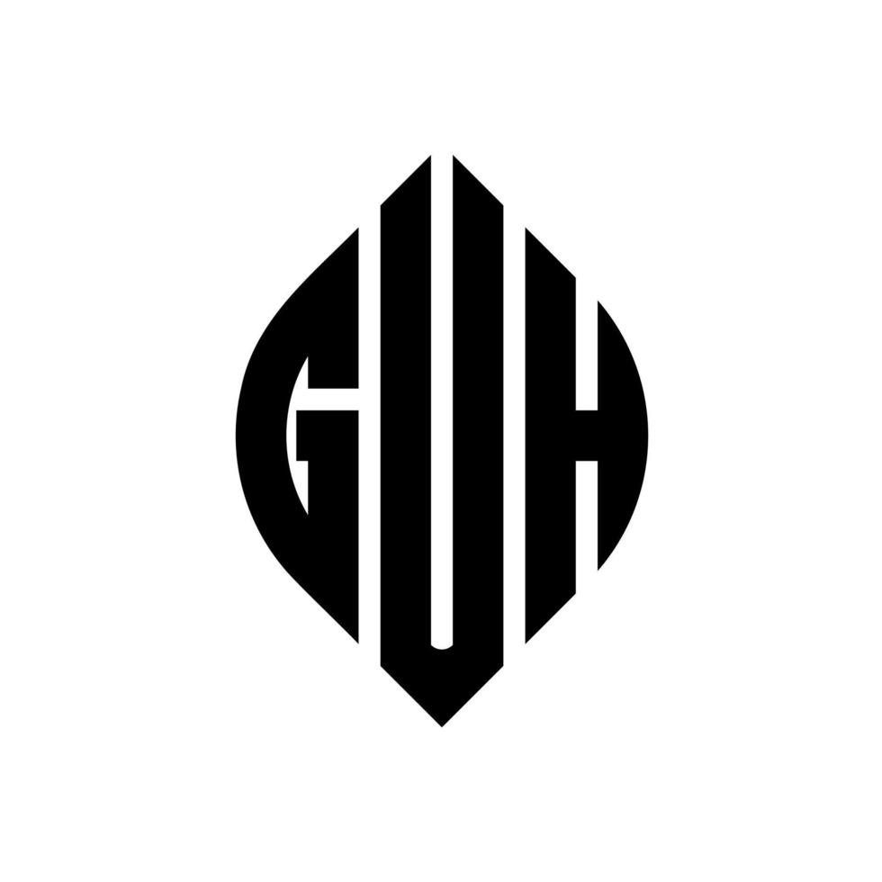 guh cirkel letter logo-ontwerp met cirkel en ellipsvorm. guh ellipsletters met typografische stijl. de drie initialen vormen een cirkellogo. guh cirkel embleem abstracte monogram brief mark vector. vector