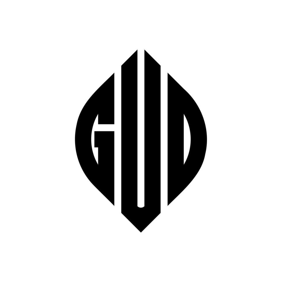 guo cirkel letter logo-ontwerp met cirkel en ellipsvorm. guo-ellipsletters met typografische stijl. de drie initialen vormen een cirkellogo. guo cirkel embleem abstracte monogram brief mark vector. vector