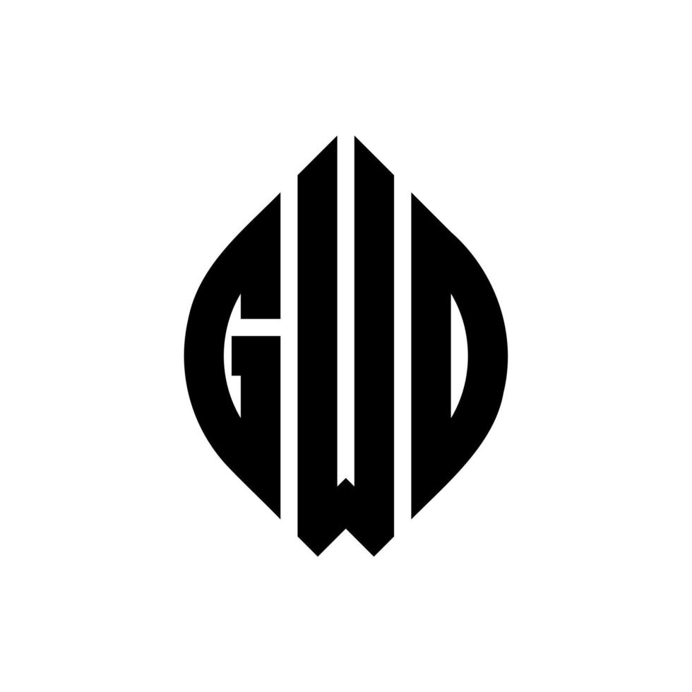 gwo cirkel letter logo-ontwerp met cirkel en ellipsvorm. gwo ellipsletters met typografische stijl. de drie initialen vormen een cirkellogo. gwo cirkel embleem abstracte monogram brief mark vector. vector