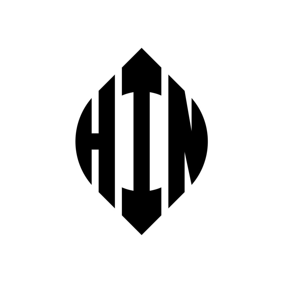 hin cirkel letter logo ontwerp met cirkel en ellipsvorm. hin ellipsletters met typografische stijl. de drie initialen vormen een cirkellogo. hin cirkel embleem abstracte monogram brief mark vector. vector