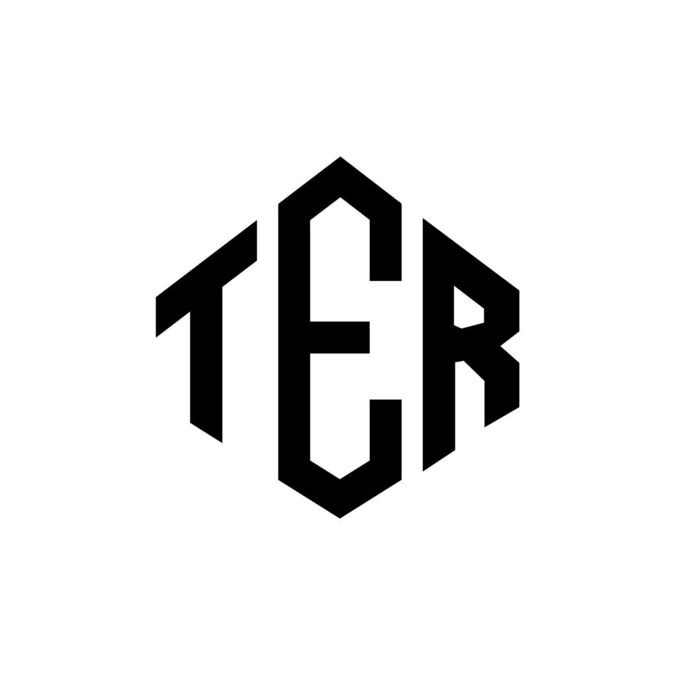 ter letter logo-ontwerp met veelhoekvorm. ter veelhoek en kubusvorm logo-ontwerp. ter zeshoek vector logo sjabloon witte en zwarte kleuren. ter monogram, bedrijfs- en onroerend goed logo.