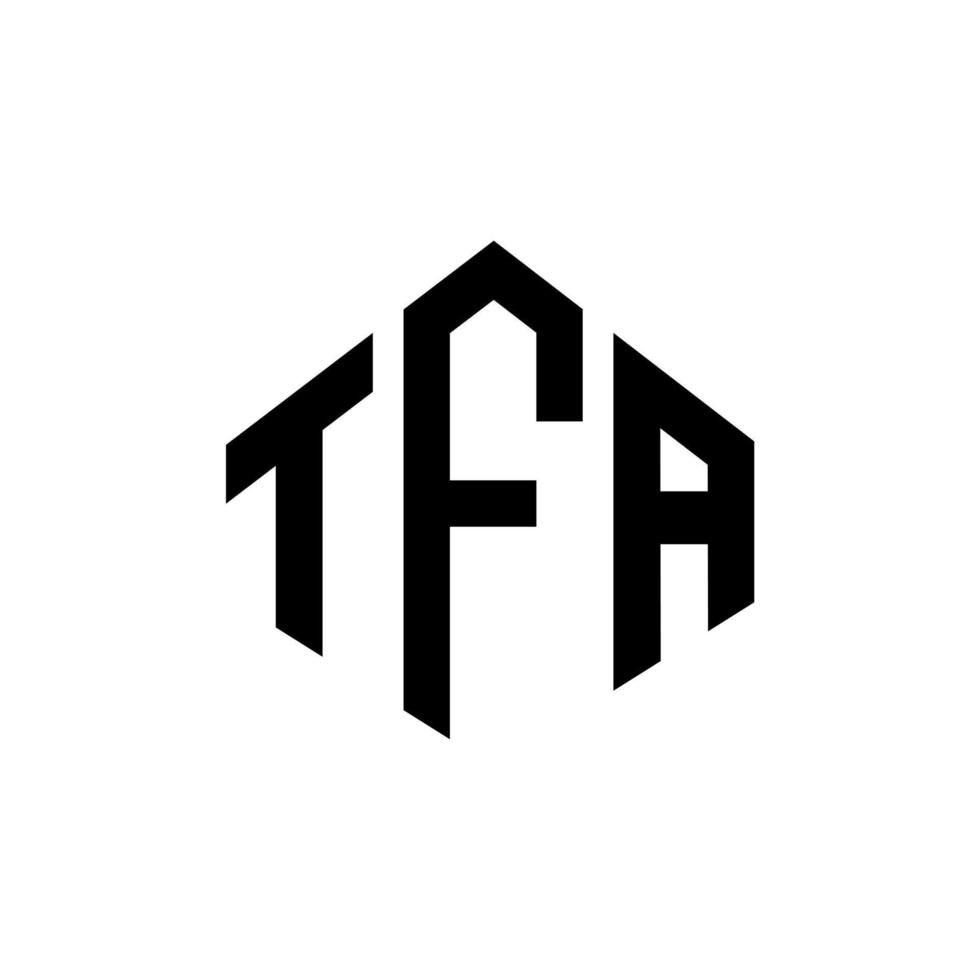 tfa-letterlogo-ontwerp met veelhoekvorm. tfa veelhoek en kubusvorm logo-ontwerp. tfa zeshoek vector logo sjabloon witte en zwarte kleuren. tfa-monogram, bedrijfs- en onroerendgoedlogo.