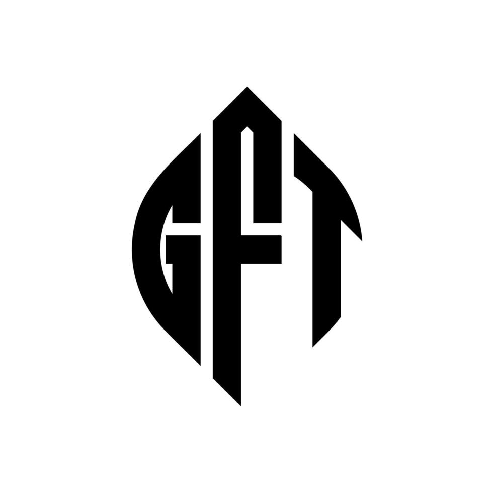 gft cirkel letter logo-ontwerp met cirkel en ellipsvorm. gft-ellipsletters met typografische stijl. de drie initialen vormen een cirkellogo. gft cirkel embleem abstracte monogram brief mark vector. vector