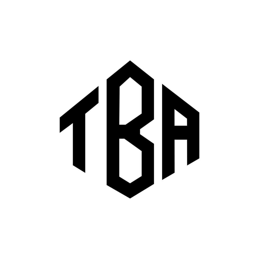 tba letter logo-ontwerp met veelhoekvorm. tba veelhoek en kubusvorm logo-ontwerp. tba zeshoek vector logo sjabloon witte en zwarte kleuren. tba-monogram, bedrijfs- en onroerendgoedlogo.