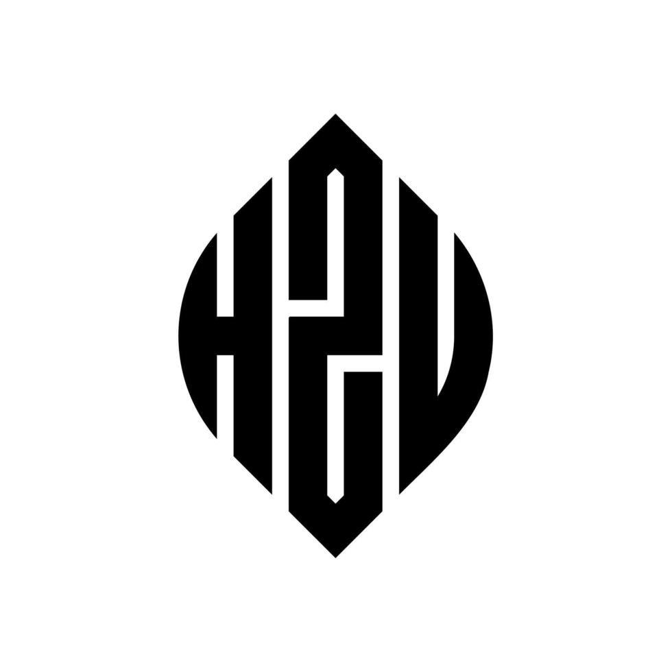 hzu cirkel letter logo ontwerp met cirkel en ellipsvorm. hzu-ellipsletters met typografische stijl. de drie initialen vormen een cirkellogo. hzu cirkel embleem abstracte monogram brief mark vector. vector