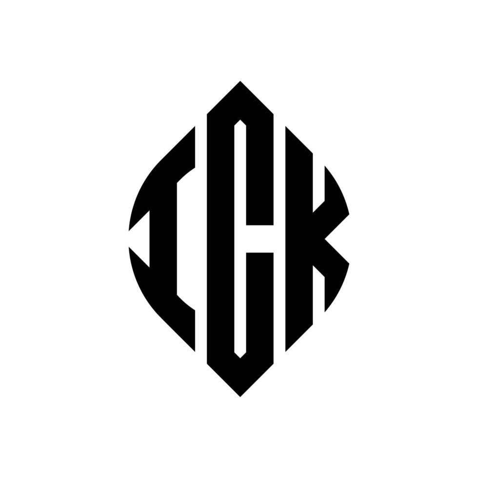 ick cirkel letter logo ontwerp met cirkel en ellipsvorm. ick ellipsletters met typografische stijl. de drie initialen vormen een cirkellogo. ick cirkel embleem abstracte monogram brief mark vector. vector