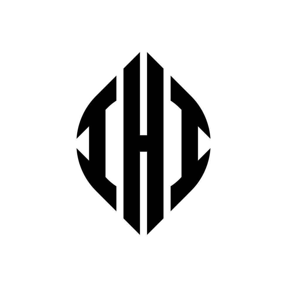 ihi cirkel letter logo-ontwerp met cirkel en ellipsvorm. ihi ellipsletters met typografische stijl. de drie initialen vormen een cirkellogo. ihi cirkel embleem abstracte monogram brief mark vector. vector