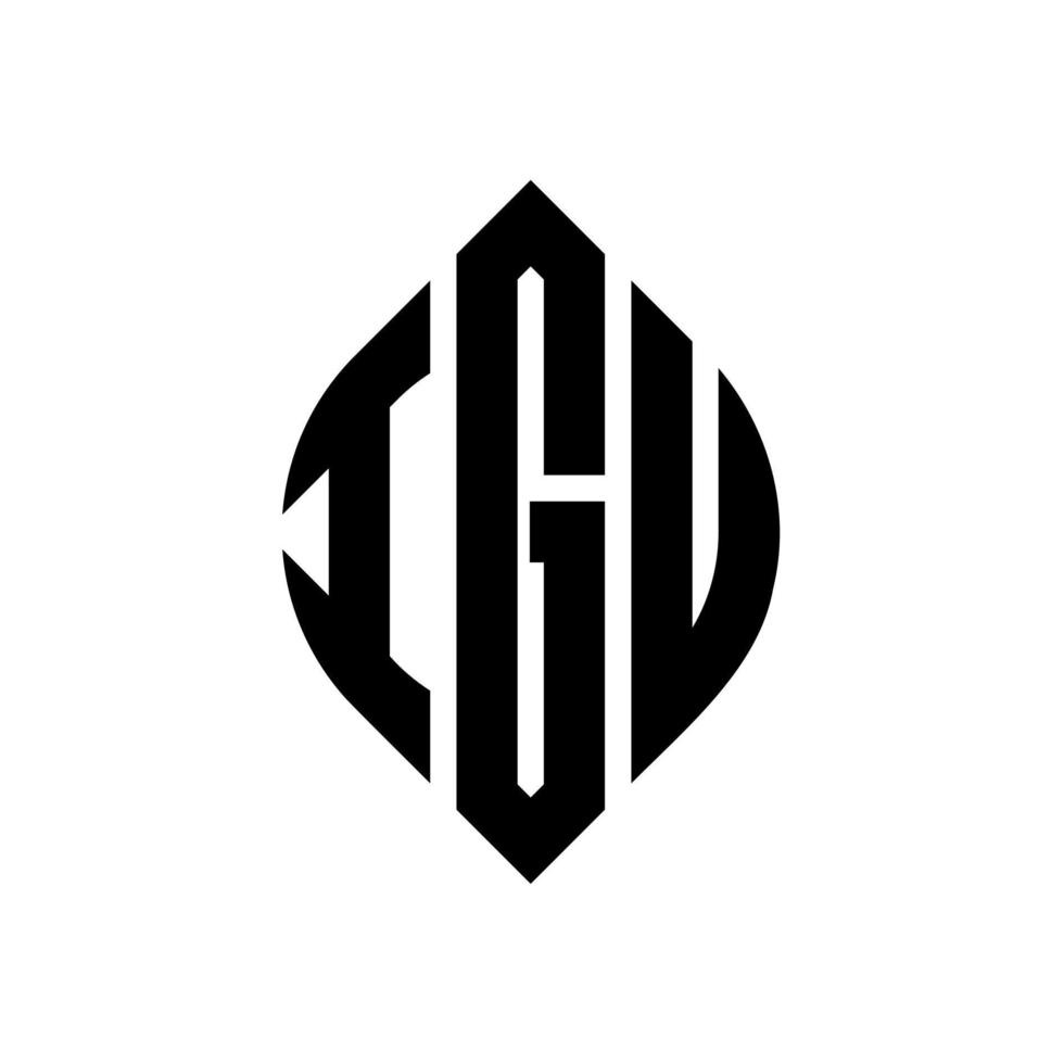 igu cirkel letter logo ontwerp met cirkel en ellipsvorm. igu ellipsletters met typografische stijl. de drie initialen vormen een cirkellogo. igu cirkel embleem abstracte monogram brief mark vector. vector