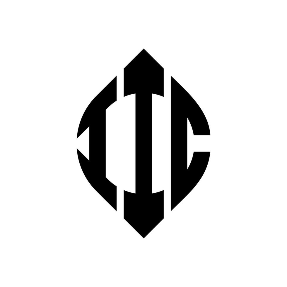 iic cirkel letter logo ontwerp met cirkel en ellipsvorm. iic ellipsletters met typografische stijl. de drie initialen vormen een cirkellogo. iic cirkel embleem abstracte monogram brief mark vector. vector