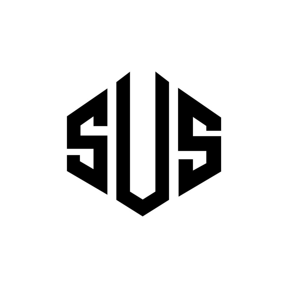 sus letter logo-ontwerp met veelhoekvorm. sus veelhoek en kubusvorm logo-ontwerp. sus zeshoek vector logo sjabloon witte en zwarte kleuren. sus monogram, business en onroerend goed logo.