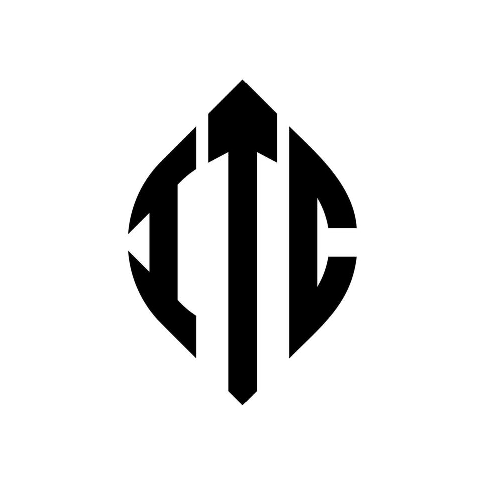 itc cirkel letter logo ontwerp met cirkel en ellipsvorm. itc ellipsletters met typografische stijl. de drie initialen vormen een cirkellogo. itc cirkel embleem abstracte monogram brief mark vector. vector