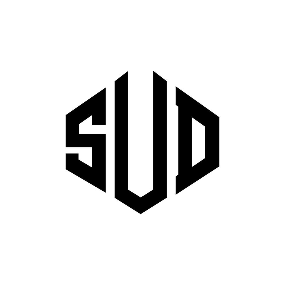 sud letter logo-ontwerp met veelhoekvorm. sud veelhoek en kubusvorm logo-ontwerp. sud zeshoek vector logo sjabloon witte en zwarte kleuren. sud-monogram, bedrijfs- en onroerendgoedlogo.
