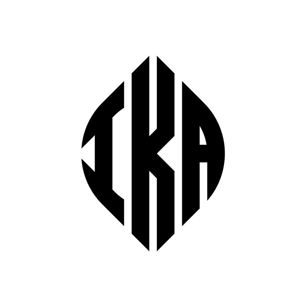 ika cirkel letter logo-ontwerp met cirkel en ellipsvorm. ika ellips letters met typografische stijl. de drie initialen vormen een cirkellogo. ika cirkel embleem abstracte monogram brief mark vector. vector