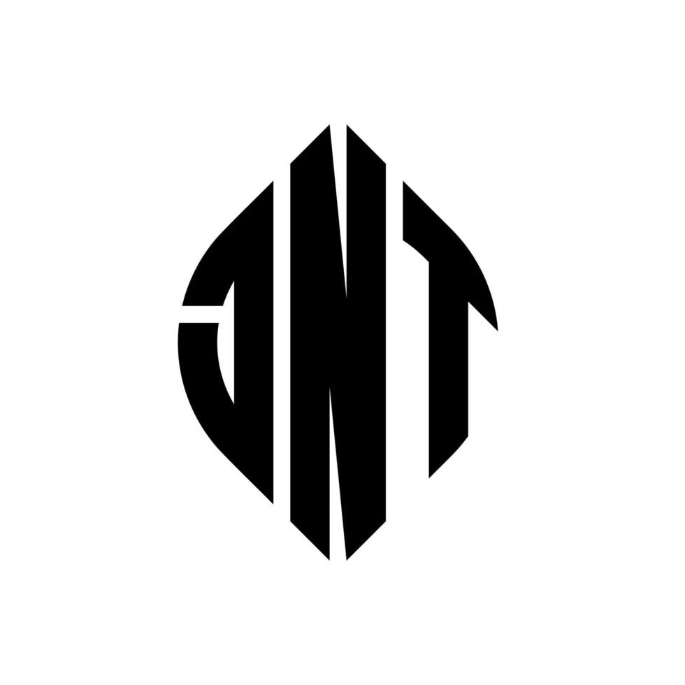 jnt cirkel letter logo ontwerp met cirkel en ellipsvorm. jnt ellipsletters met typografische stijl. de drie initialen vormen een cirkellogo. jnt cirkel embleem abstracte monogram brief mark vector. vector