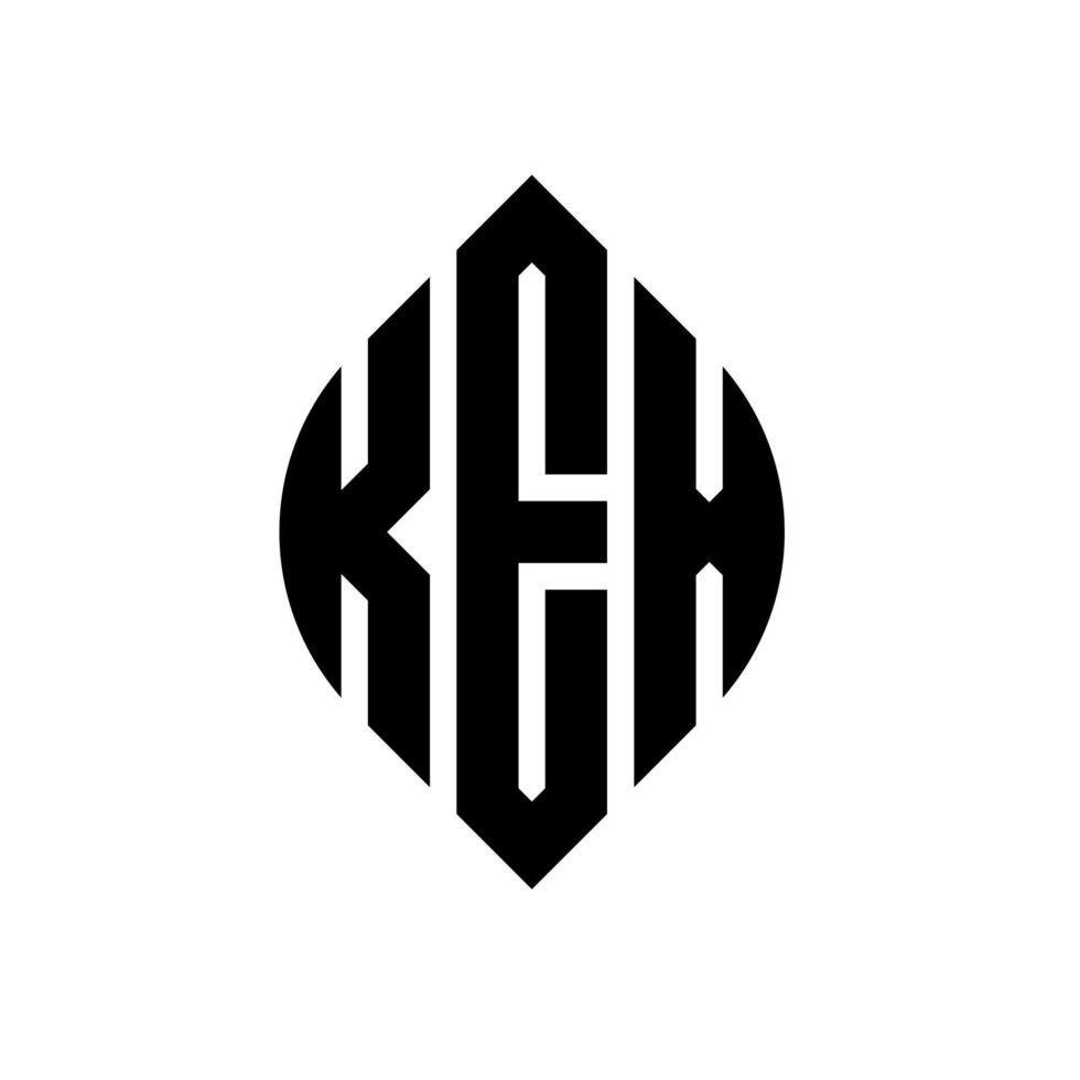 kex cirkel letter logo-ontwerp met cirkel en ellipsvorm. kex ellipsletters met typografische stijl. de drie initialen vormen een cirkellogo. kex cirkel embleem abstracte monogram brief mark vector. vector