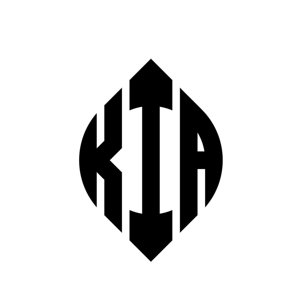 kia cirkel letter logo-ontwerp met cirkel en ellipsvorm. kia ellipsletters met typografische stijl. de drie initialen vormen een cirkellogo. kia cirkel embleem abstracte monogram brief mark vector. vector