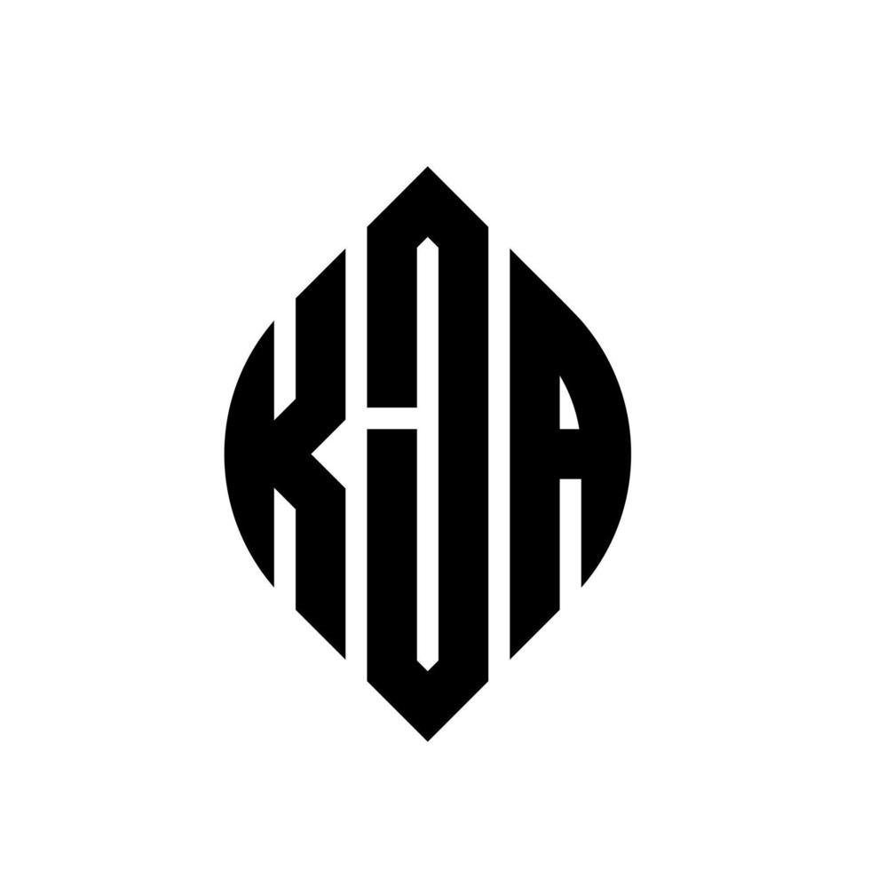 kja cirkel letter logo-ontwerp met cirkel en ellipsvorm. kja ellipsletters met typografische stijl. de drie initialen vormen een cirkellogo. kja cirkel embleem abstracte monogram brief mark vector. vector