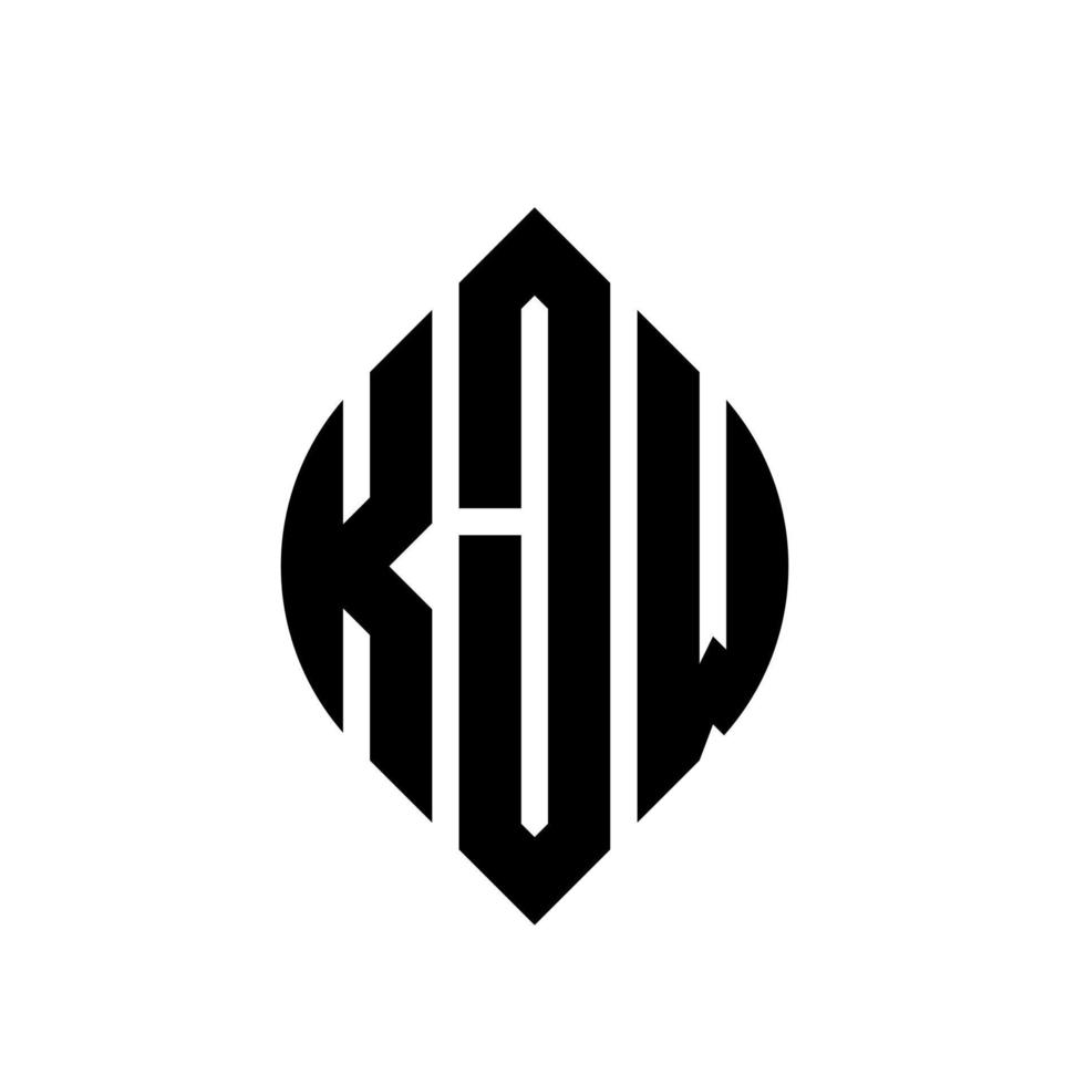 kjw cirkel letter logo ontwerp met cirkel en ellipsvorm. kjw ellipsletters met typografische stijl. de drie initialen vormen een cirkellogo. kjw cirkel embleem abstracte monogram brief mark vector. vector