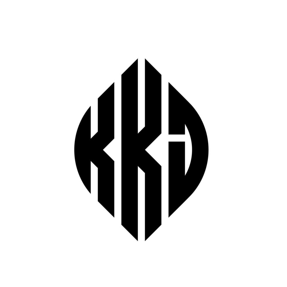 kkj cirkel letter logo ontwerp met cirkel en ellipsvorm. kkj ellipsletters met typografische stijl. de drie initialen vormen een cirkellogo. kkj cirkel embleem abstracte monogram brief mark vector. vector