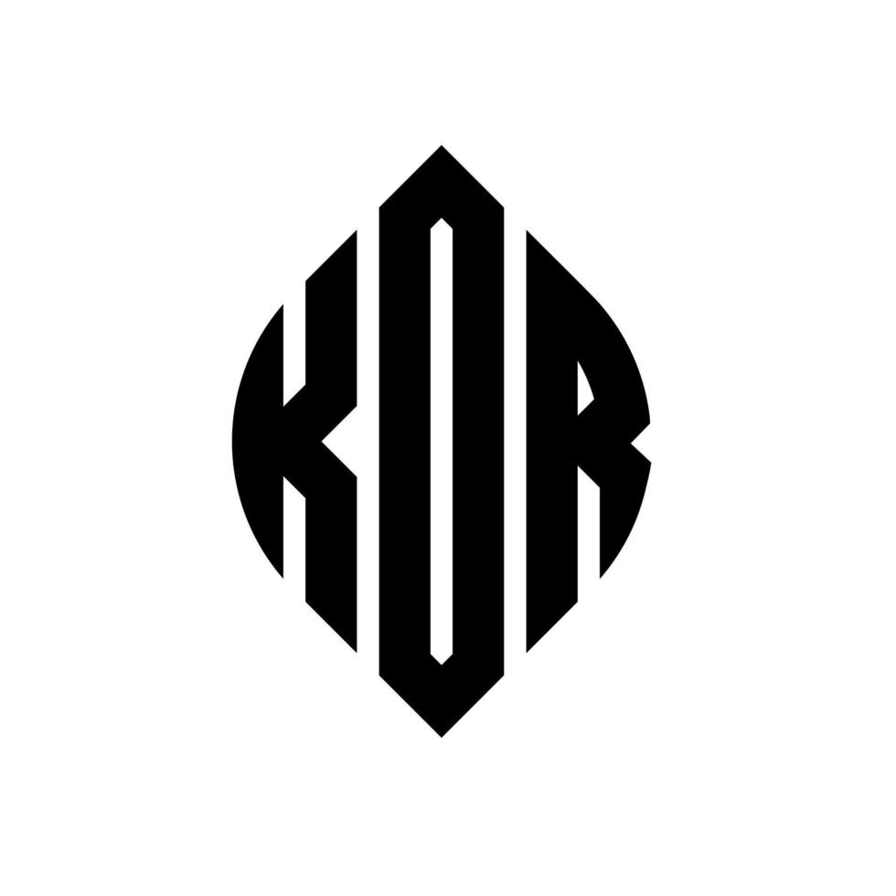 kor cirkel letter logo ontwerp met cirkel en ellipsvorm. kor ellipsletters met typografische stijl. de drie initialen vormen een cirkellogo. kor cirkel embleem abstracte monogram brief mark vector. vector