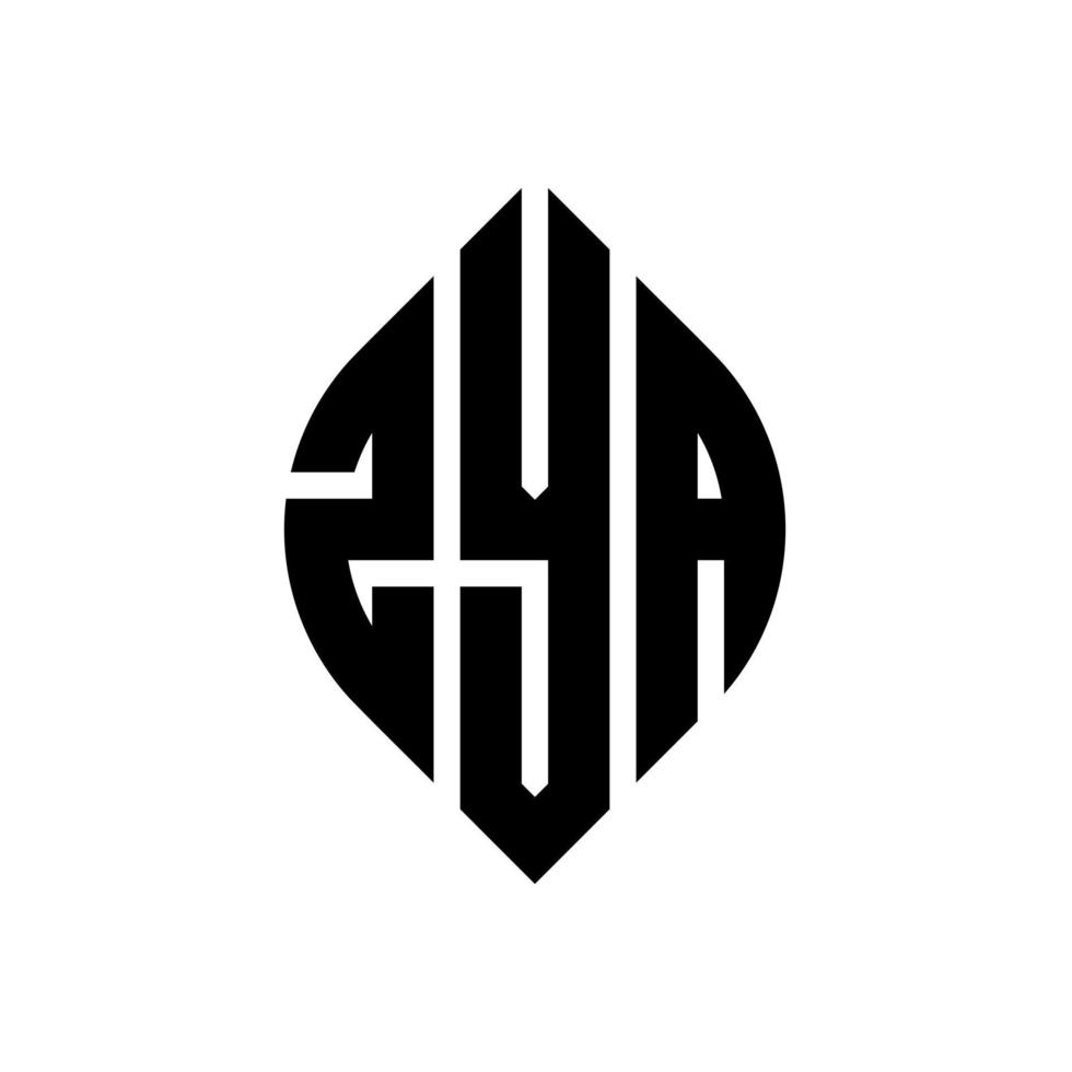 zya cirkel letter logo ontwerp met cirkel en ellipsvorm. zya ellipsletters met typografische stijl. de drie initialen vormen een cirkellogo. zya cirkel embleem abstracte monogram brief mark vector. vector