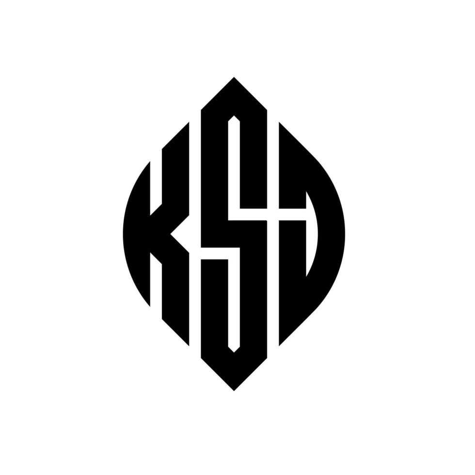 ksj cirkel letter logo ontwerp met cirkel en ellipsvorm. ksj ellipsletters met typografische stijl. de drie initialen vormen een cirkellogo. ksj cirkel embleem abstracte monogram brief mark vector. vector