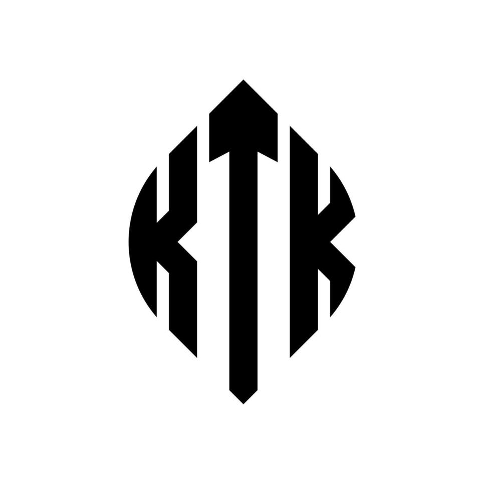 ktk cirkel letter logo-ontwerp met cirkel en ellipsvorm. ktk ellipsletters met typografische stijl. de drie initialen vormen een cirkellogo. ktk cirkel embleem abstracte monogram brief mark vector. vector