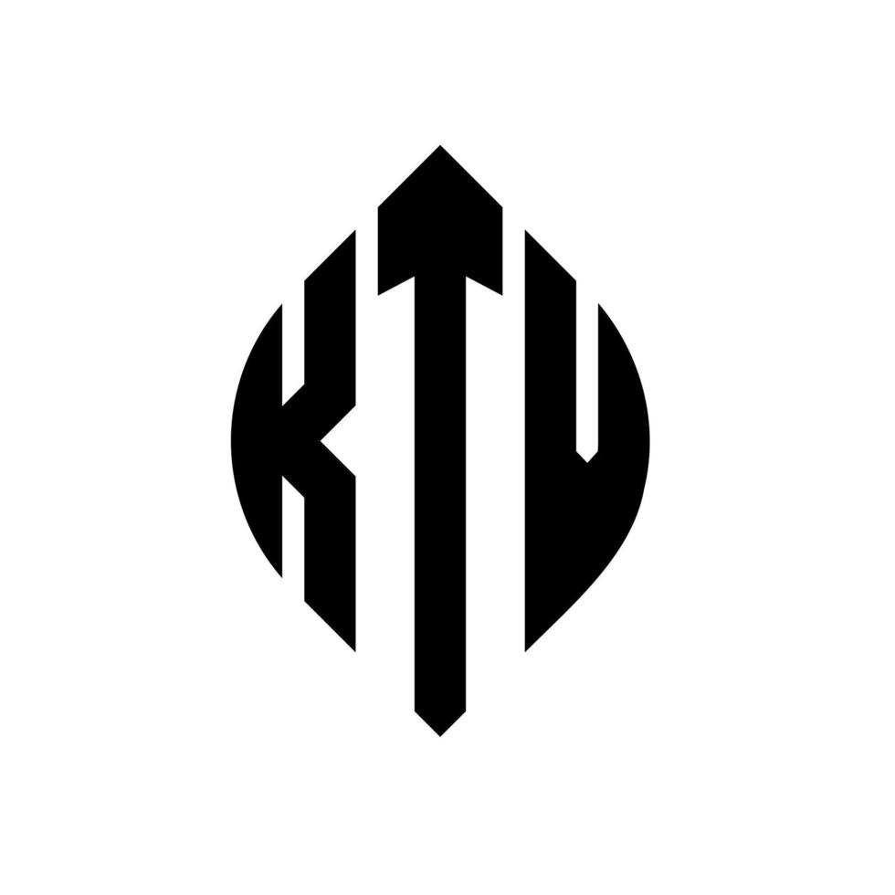 ktv cirkel letter logo ontwerp met cirkel en ellipsvorm. ktv ellipsletters met typografische stijl. de drie initialen vormen een cirkellogo. ktv cirkel embleem abstracte monogram brief mark vector. vector