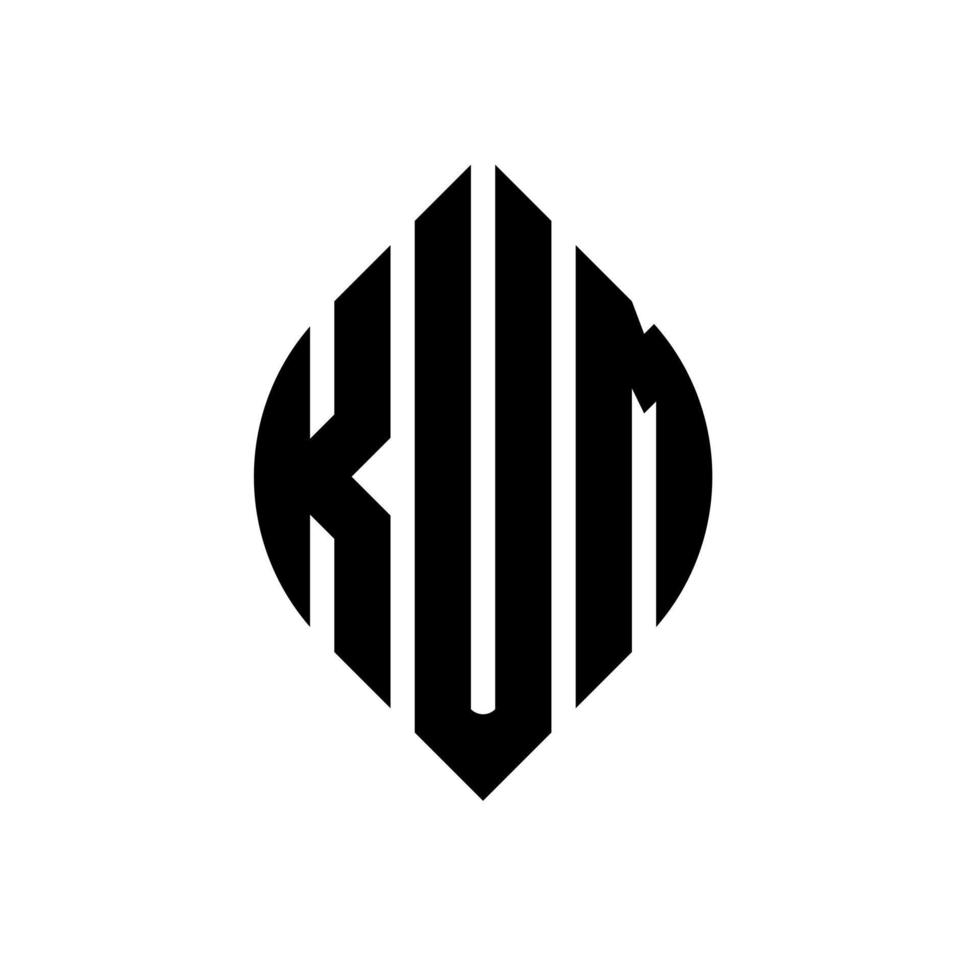 kum cirkel letter logo ontwerp met cirkel en ellipsvorm. kum ellipsletters met typografische stijl. de drie initialen vormen een cirkellogo. kum cirkel embleem abstracte monogram brief mark vector. vector