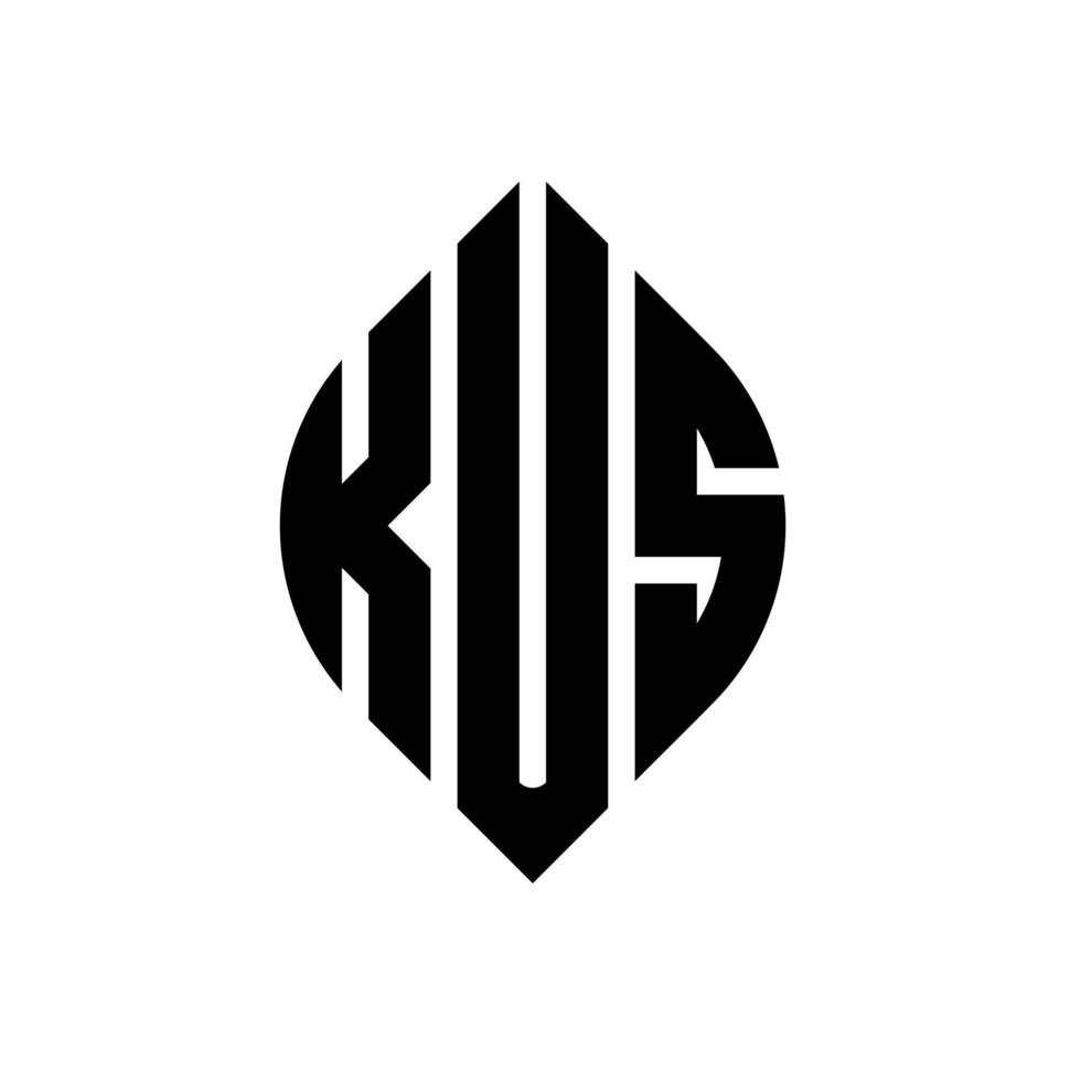 kus cirkel letter logo ontwerp met cirkel en ellipsvorm. kus ellips letters met typografische stijl. de drie initialen vormen een cirkellogo. kus cirkel embleem abstracte monogram brief mark vector. vector