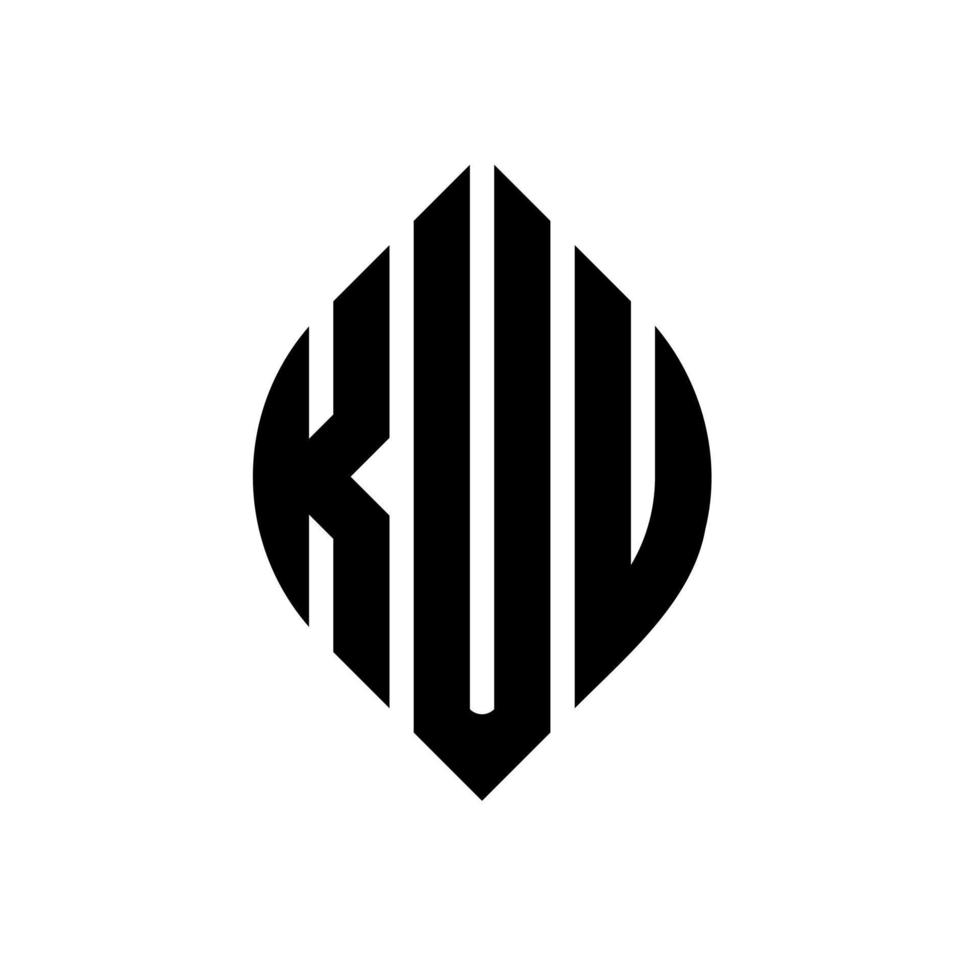 kuu cirkel letter logo ontwerp met cirkel en ellipsvorm. kuu ellipsletters met typografische stijl. de drie initialen vormen een cirkellogo. kuu cirkel embleem abstracte monogram brief mark vector. vector