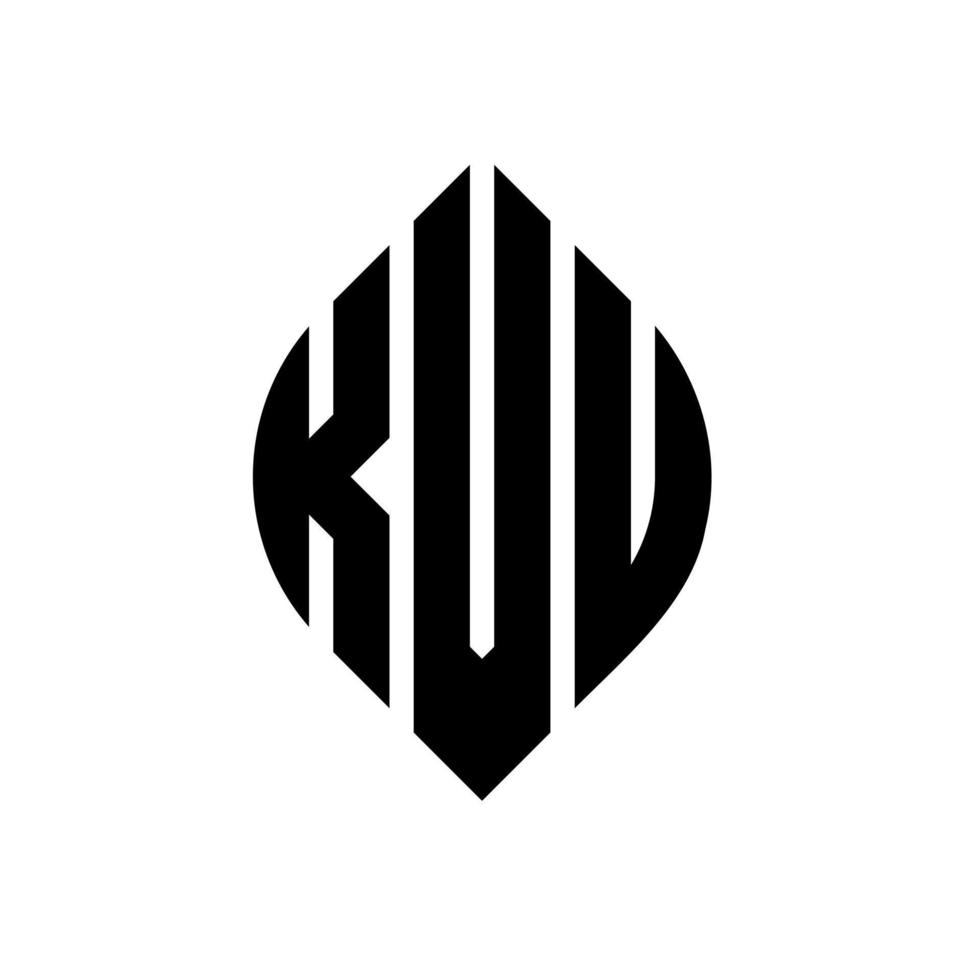 kvu cirkel letter logo ontwerp met cirkel en ellipsvorm. kvu ellipsletters met typografische stijl. de drie initialen vormen een cirkellogo. kvu cirkel embleem abstracte monogram brief mark vector. vector