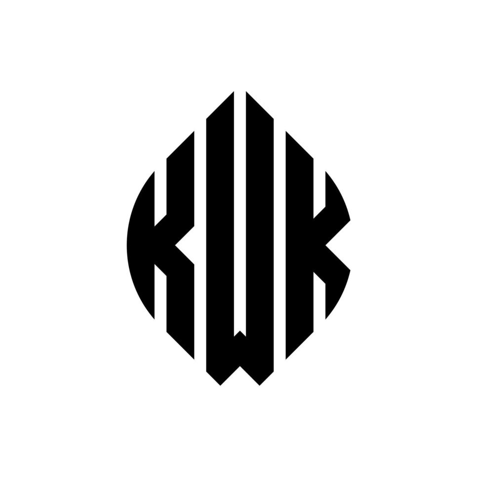 kwk cirkel letter logo ontwerp met cirkel en ellipsvorm. kwk ellipsletters met typografische stijl. de drie initialen vormen een cirkellogo. kwk cirkel embleem abstracte monogram brief mark vector. vector