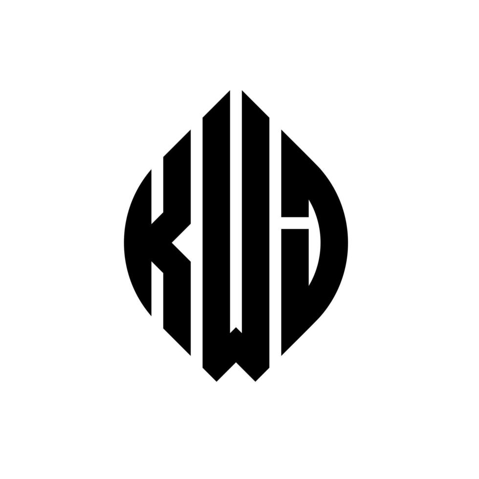 kwj cirkel letter logo ontwerp met cirkel en ellipsvorm. kwj ellipsletters met typografische stijl. de drie initialen vormen een cirkellogo. kwj cirkel embleem abstracte monogram brief mark vector. vector