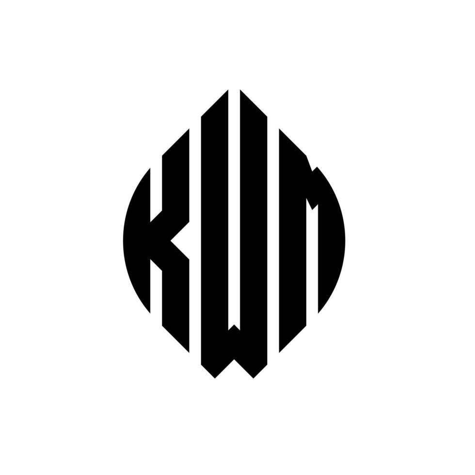 kwm cirkel letter logo ontwerp met cirkel en ellipsvorm. kwm ellipsletters met typografische stijl. de drie initialen vormen een cirkellogo. kwm cirkel embleem abstracte monogram brief mark vector. vector