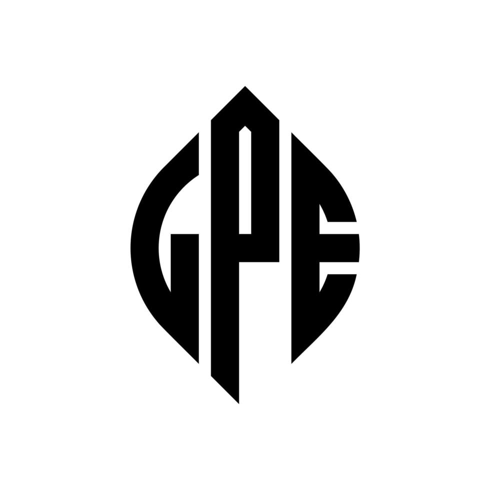 lpe cirkel letter logo ontwerp met cirkel en ellipsvorm. lpe ellipsletters met typografische stijl. de drie initialen vormen een cirkellogo. lpe cirkel embleem abstracte monogram brief mark vector. vector