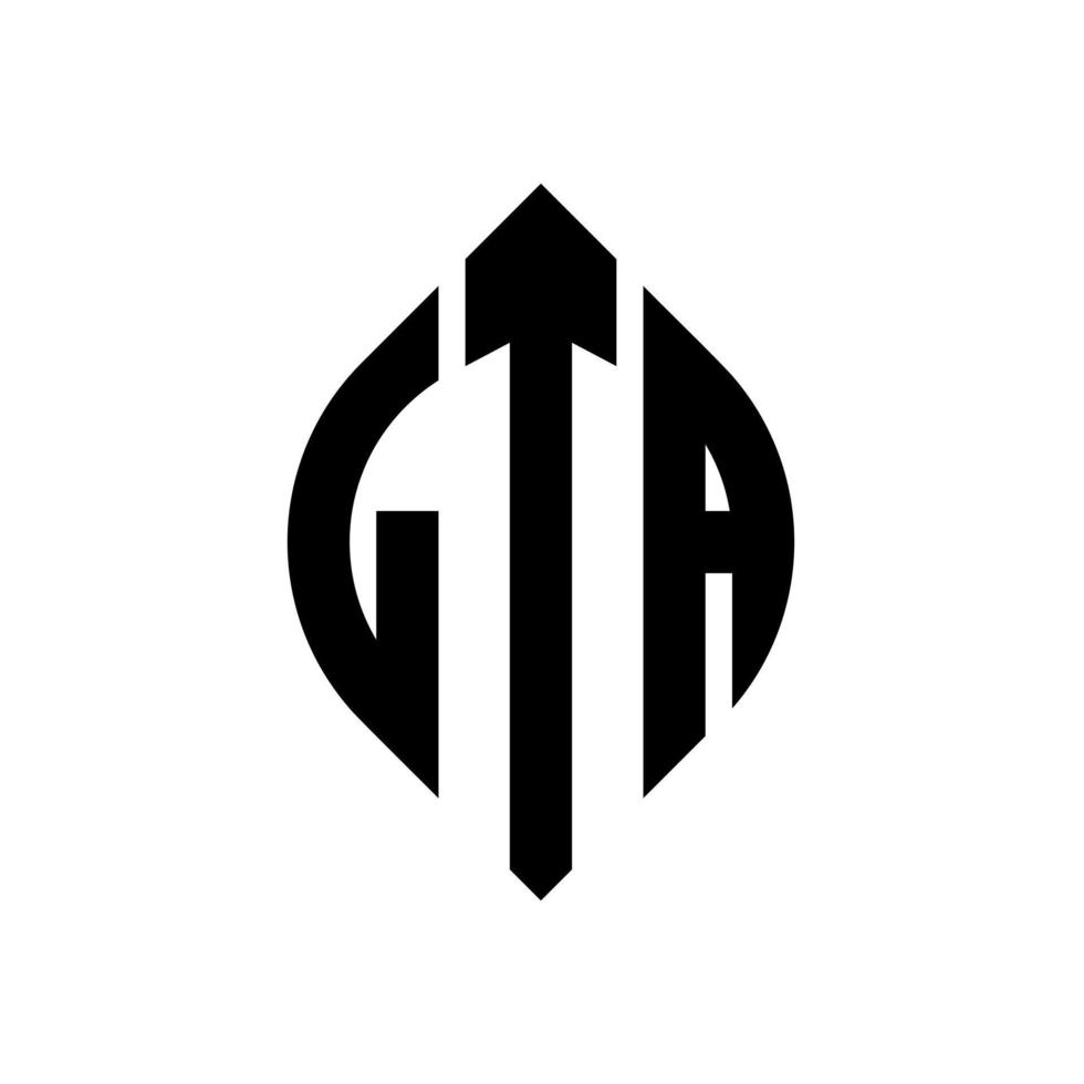 lta cirkel letter logo ontwerp met cirkel en ellipsvorm. lta ellipsletters met typografische stijl. de drie initialen vormen een cirkellogo. lta cirkel embleem abstracte monogram brief mark vector. vector