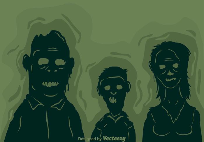 Vector zombie familie silhouet