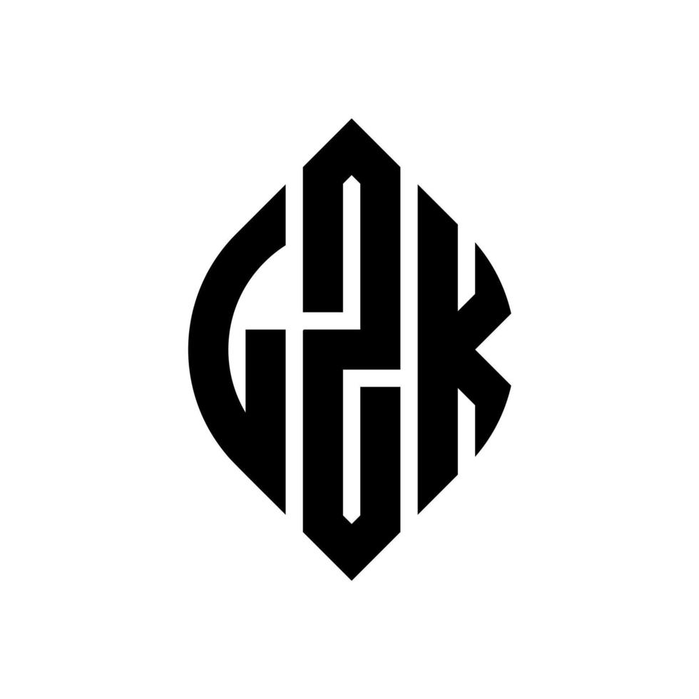 lzk cirkel letter logo-ontwerp met cirkel en ellipsvorm. lzk ellipsletters met typografische stijl. de drie initialen vormen een cirkellogo. lzk cirkel embleem abstracte monogram brief mark vector. vector