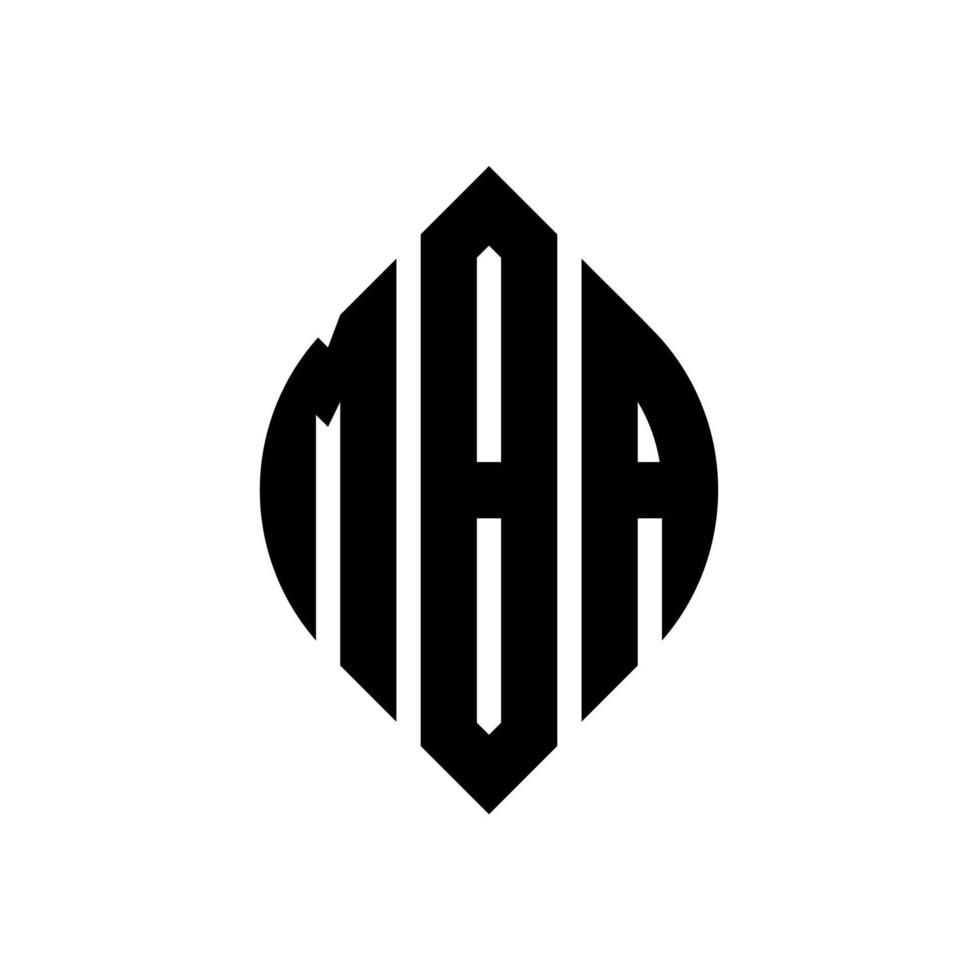 mba cirkel letter logo ontwerp met cirkel en ellipsvorm. mba ellipsletters met typografische stijl. de drie initialen vormen een cirkellogo. mba cirkel embleem abstracte monogram brief mark vector. vector