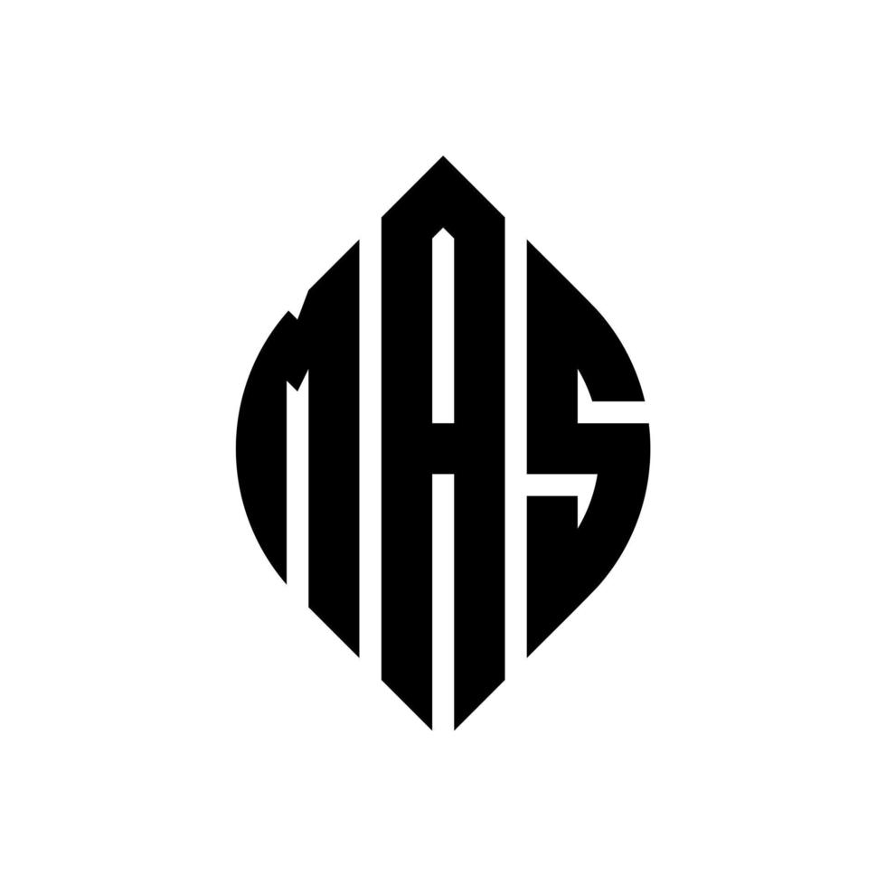 mas cirkel letter logo ontwerp met cirkel en ellipsvorm. mas ellips letters met typografische stijl. de drie initialen vormen een cirkellogo. mas cirkel embleem abstracte monogram brief mark vector. vector