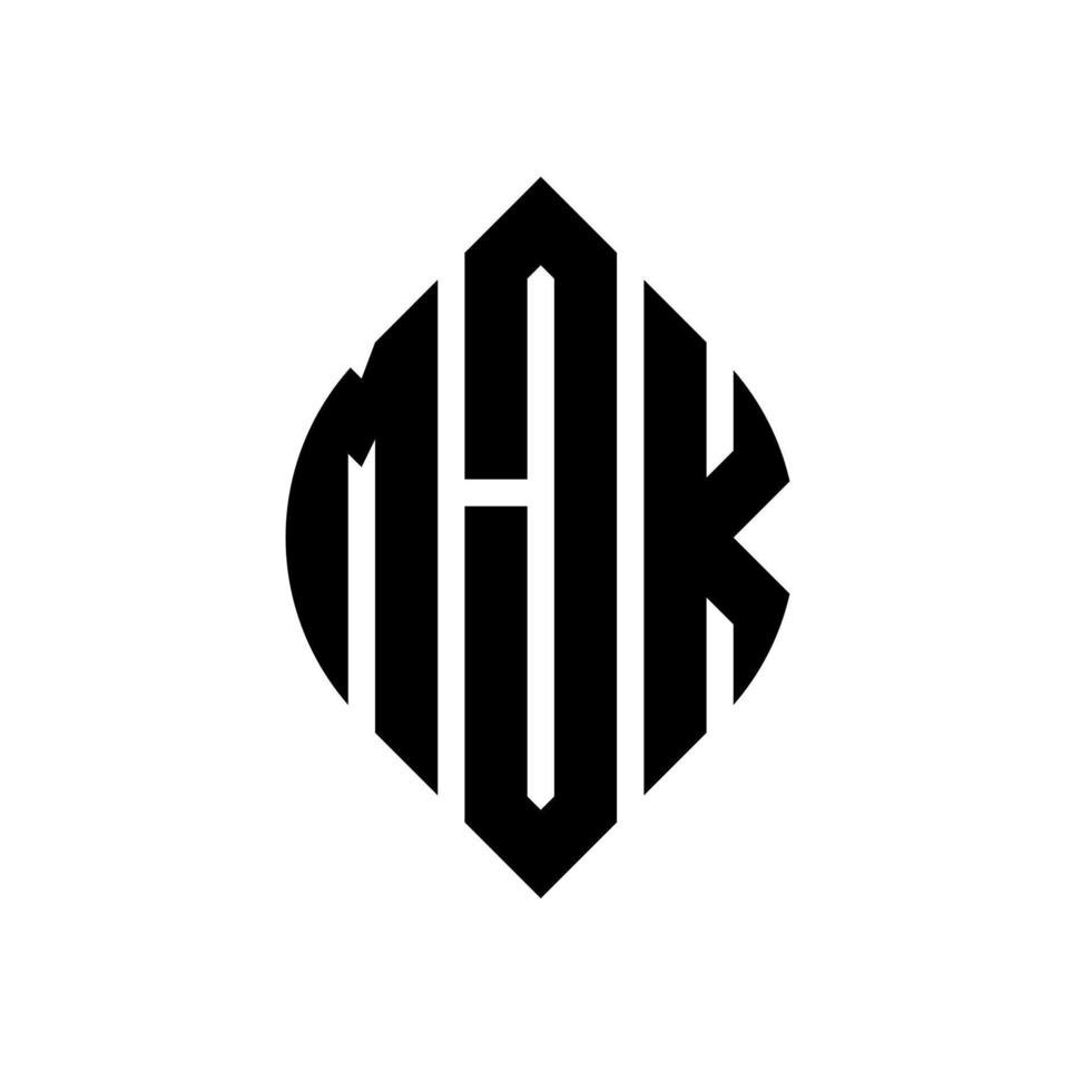 mjk cirkel letter logo ontwerp met cirkel en ellipsvorm. mjk ellipsletters met typografische stijl. de drie initialen vormen een cirkellogo. mjk cirkel embleem abstracte monogram brief mark vector. vector