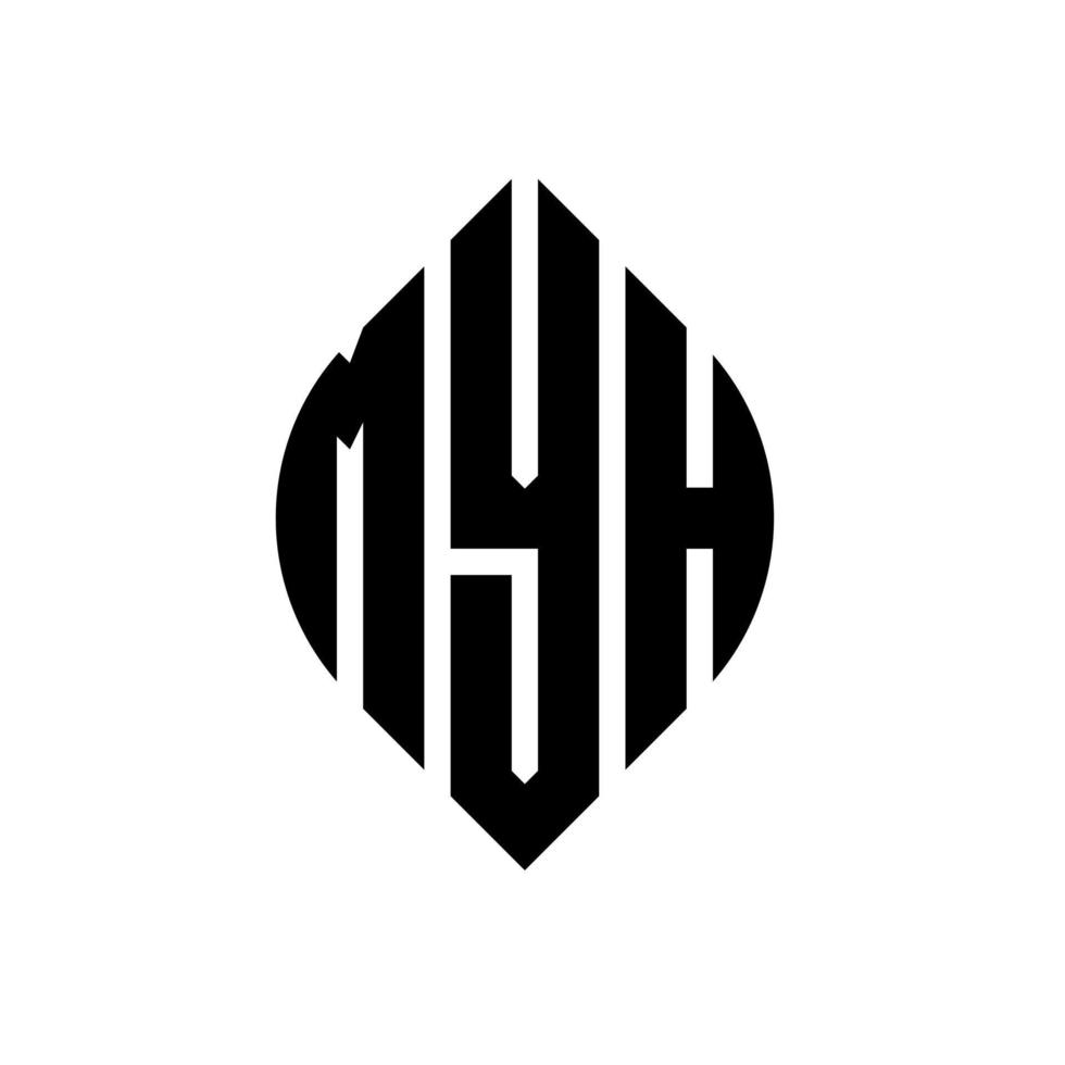 myh cirkel letter logo ontwerp met cirkel en ellipsvorm. myh ellipsletters met typografische stijl. de drie initialen vormen een cirkellogo. myh cirkel embleem abstracte monogram brief mark vector. vector