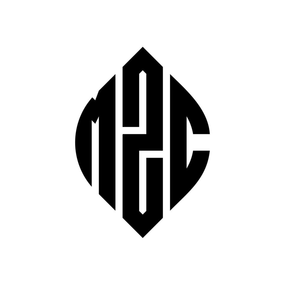 mzc cirkel letter logo ontwerp met cirkel en ellipsvorm. mzc ellipsletters met typografische stijl. de drie initialen vormen een cirkellogo. mzc cirkel embleem abstracte monogram brief mark vector. vector