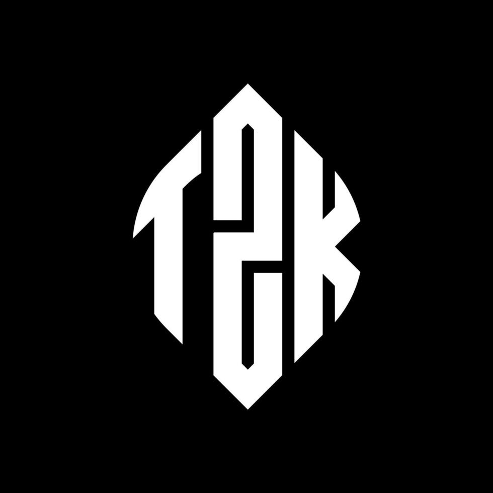 tzk cirkel letter logo ontwerp met cirkel en ellipsvorm. tzk ellipsletters met typografische stijl. de drie initialen vormen een cirkellogo. tzk cirkel embleem abstracte monogram brief mark vector. vector