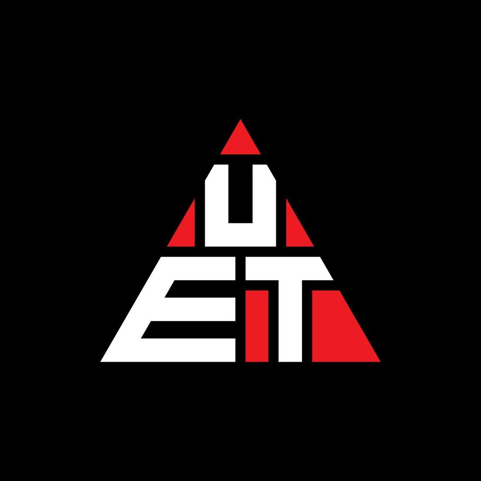 uet driehoek brief logo ontwerp met driehoekige vorm. uet driehoek logo ontwerp monogram. uet driehoek vector logo sjabloon met rode kleur. uet driehoekig logo eenvoudig, elegant en luxueus logo.
