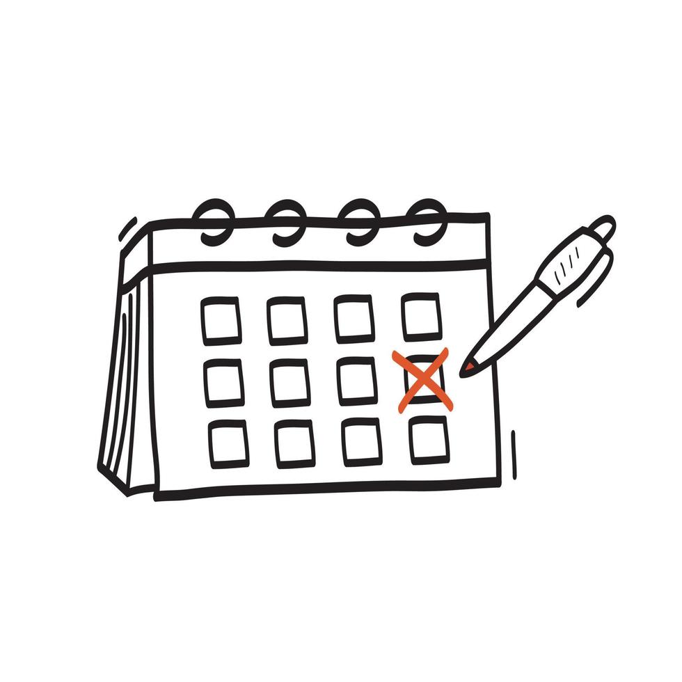 hand getrokken doodle opvouwbare kalender met cartoon kunststijl vector geïsoleerd