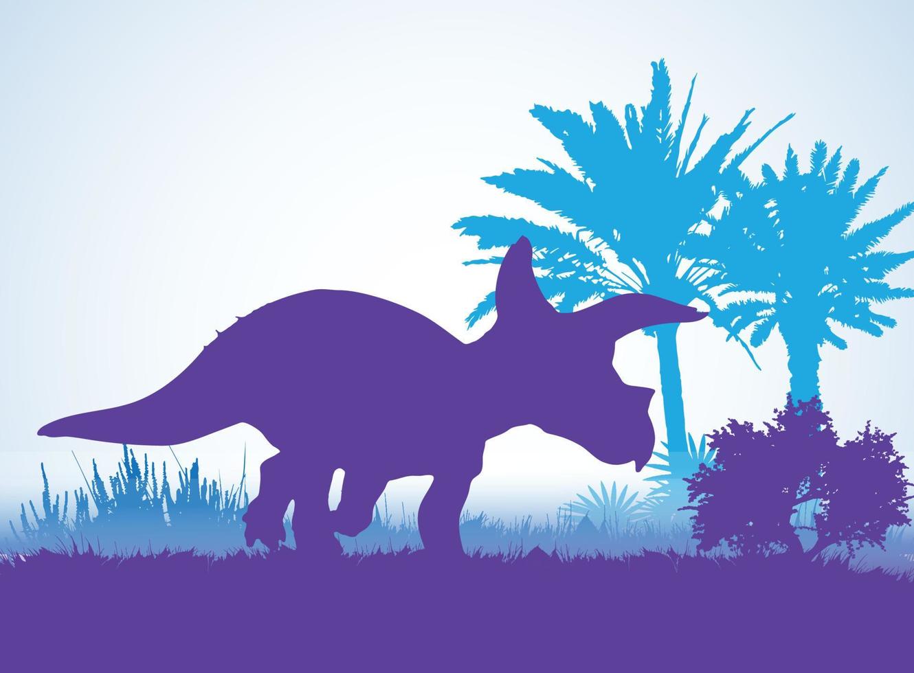 triceratops, dinosaurussen silhouetten in prehistorische omgeving overlappende lagen decoratieve achtergrond banner abstracte vectorillustratie vector